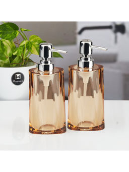 Kookee - Brown Stylish Refillable Bathroom Ceramic Soap Dispensers (Pack of 2)
