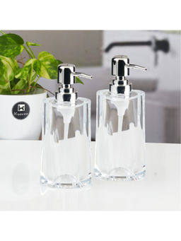 Kookee - Transparent Stylish Refillable Bathroom Ceramic Soap Dispensers (Pack of 2)