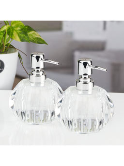 Kookee - Transparent Stylish Refillable Bathroom Ceramic Soap Dispensers (Pack of 2)
