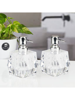 Kookee - Transparent Stylish Refillable Bathroom Ceramic Soap Dispensers (Pack of 2)
