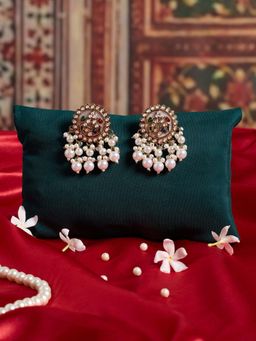 Zaveri Pearls - Multicolor Stones Embellished Antique Plating Beads Earring-Zpfk21839