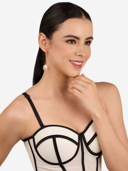 Zaveri Pearls - Enamelling Contemporary Flower Drop Earring-Zpfk21871