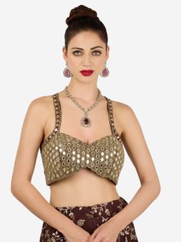 Zaveri Pearls - Purple Stones Austrian Diamonds Antique Necklace Earring Set-Zpfk21937