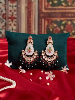 Zaveri Pearls - Green Pink Stones Beads Embellished Ethnic Dangle Earring-Zpfk21958