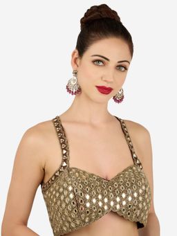 Zaveri Pearls - Purple Dazzling Stones Beads Antique Plating Dangle Earring-Zpfk21959