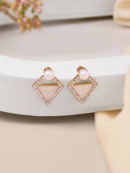 Zaveri Pearls - Gold Tone Austrian Diamonds Contemporary Enamel Studs Earring-Zpfk21974