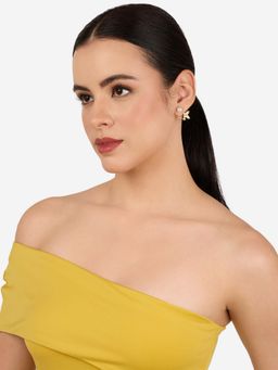 Zaveri Pearls - Gold Tone Contemporary Butterfly Enamel Pearl Studs Earring-Zpfk21980