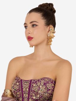 Zaveri Pearls - Gold Tone Stones Ghungroo Statement Ear Cuff Jhumka Earring-Zpfk21989