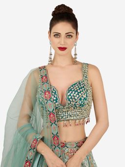 Zaveri Pearls - Turquoise Blue Stone Antique Kashmiri Ghungroo Dangle Earring-Zpfk21996