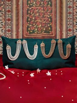 Zaveri Pearls - Pack Of 2 Champagne Color Multistrand Bead Mittal Ear Chains-Zpfk22067