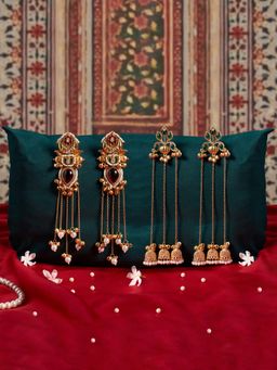 Zaveri Pearls - Pack Of 2 Multicolor Kashmiri Ghungroo Dangler Earrings-Zpfk22078