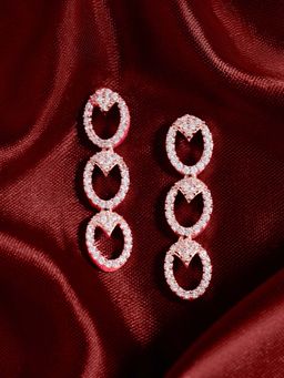 Zaveri Pearls - Rose Gold Tone Cubic Zirconia Contemporary Brass Drop Earring-Zpfk22091