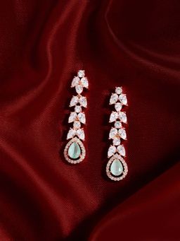 Zaveri Pearls - Green Dazzling Cubic Zirconia Contemporary Brass Drop Earring-Zpfk22092