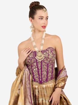 Zaveri Pearls - Gold Tone Stones Birdal Necklace Earring And Maangtikka Set-Zpfk22103