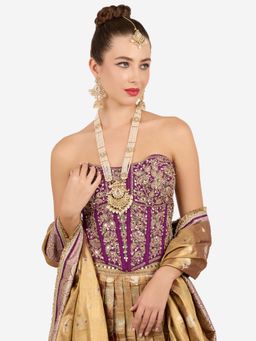 Zaveri Pearls - Gold Tone Stones Birdal Necklace Earring And Maangtikka Set-Zpfk22104