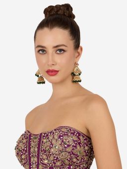 Zaveri Pearls - Multicolor Stones Beads Meenakari Traditional Jhumka Earring-Zpfk22139