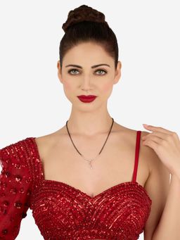 Zaveri Pearls - Rose Gold Dazzling Cubic Zirconia Contemporary Mangalsutra-Zpfk22142