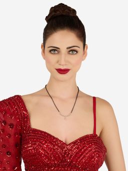 Zaveri Pearls - Rose Gold Dazzling Cubic Zirconia Contemporary Mangalsutra-Zpfk22144