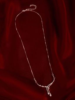 Zaveri Pearls - Rose Gold Tone Dazzling Cubic Zirconia Contemporary Necklace-Zpfk22163