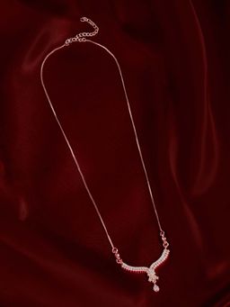 Zaveri Pearls - Rose Gold Tone Dazzling Cubic Zirconia Contemporary Necklace-Zpfk22164