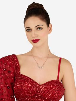 Zaveri Pearls - Rose Gold Tone Dazzling Cubic Zirconia Contemporary Necklace-Zpfk22166