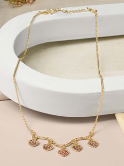 Zaveri Pearls - Pink Austrian Diamonds Dangling Hearts Contemporary Necklace-Zpfk22184