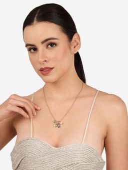 Zaveri Pearls - Gold Tone Contemporary Enamel Charm Necklace-Zpfk22185