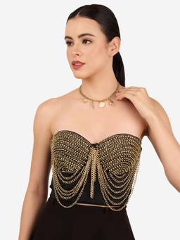 Zaveri Pearls - Gold Tone Boho Beach Seashells Vacation Charms Necklace-Zpfk22187