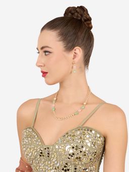 Zaveri Pearls - Women Multicolor Beads Multistrand Fusion Necklace and Earrings Set