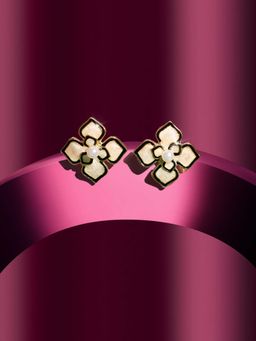 Zaveri Pearls - Women White Enamelling Pearl Stud Earrings