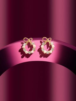 Zaveri Pearls - Women White Austrian Diamonds Pearls Embellished Stud Earrings