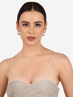 Zaveri Pearls - Women White Enamelling Half Hoop Earrings