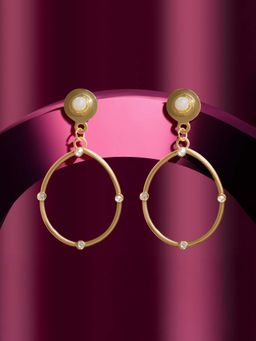 Zaveri Pearls - Women Gold Plated Diamonds and Pearl Dangler Earrings