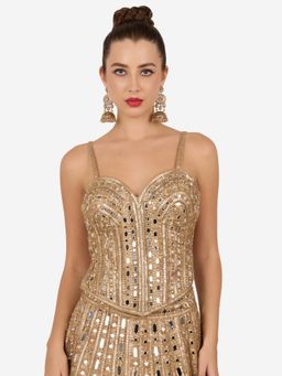 Zaveri Pearls - Women Beige Stones and Beads Gold Plating Jhumka Earrings