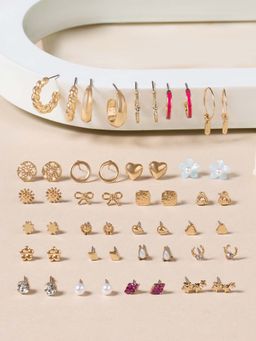 Zaveri Pearls - Women Multi-Color Contemporary Stone-Pearl Minimal Earrings (Pack of 25)