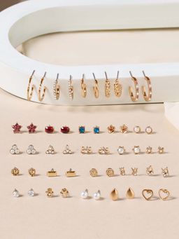 Zaveri Pearls - Women Multi-Color Contemporary Stone-Pearl Minimal Earrings (Pack of 25)