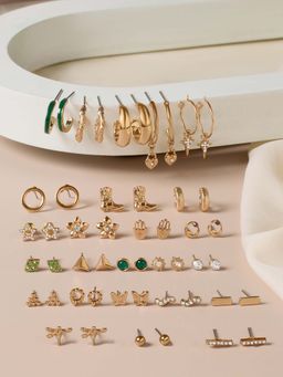 Zaveri Pearls - Women Multi-Color Contemporary Stone-Pearl Minimal Earrings (Pack of 25)