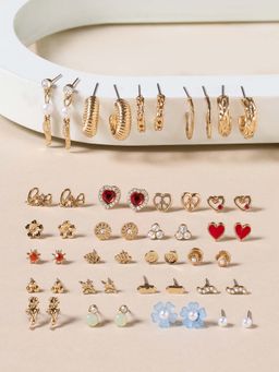 Zaveri Pearls - Women Multi-Color Contemporary Stone-Pearl Minimal Earrings (Pack of 25)