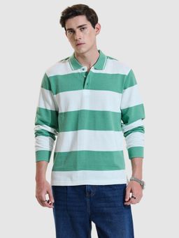 Snitch - Green Stripes Polo Regular Fit Polo T-Shirt