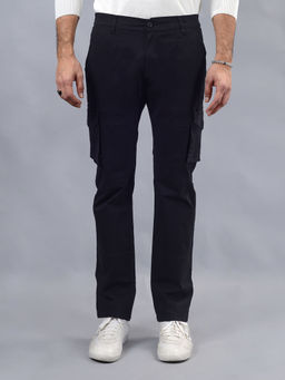 JadeBlue - Men Black Slim Fit Solid Cotton Trouser