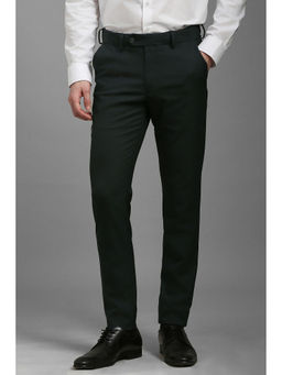 Louis Philippe - Men Dark Green Textured Slim Fit Formal Trouser