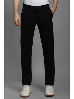 Louis Philippe - Men Black Slim Fit Solid Flat Front Casual Trouser