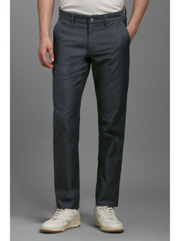 Louis Philippe - Men Grey Slim Fit Flat Front Casual Trouser