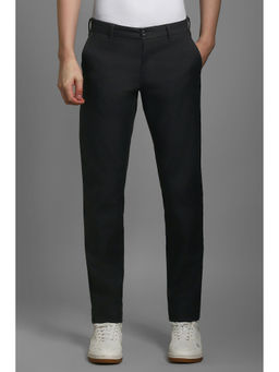 Louis Philippe - Men Dark Grey Slim Fit Textured Flat Front Casual Trouser