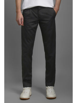 Louis Philippe - Men Dark Grey Slim Fit Solid Pleated Casual Trouser