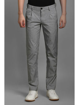 Louis Philippe - Men Grey Slim Fit Stripes Casual Trouser