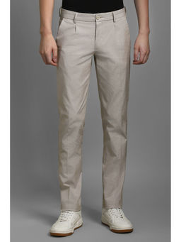 Louis Philippe - Men Beige Slim Fit Stripes Casual Trouser