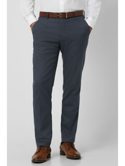 Peter England - Men Grey Textured Slim Fit Trouser