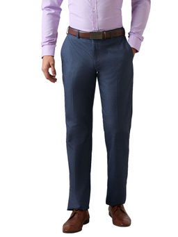 Park Avenue - Men Regular Fit Solid Medium Blue Trouser