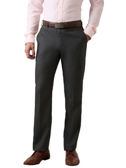 Park Avenue - Men Regular Fit Solid Dark Grey Trouser